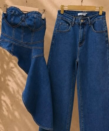 Denim wide leg jeans