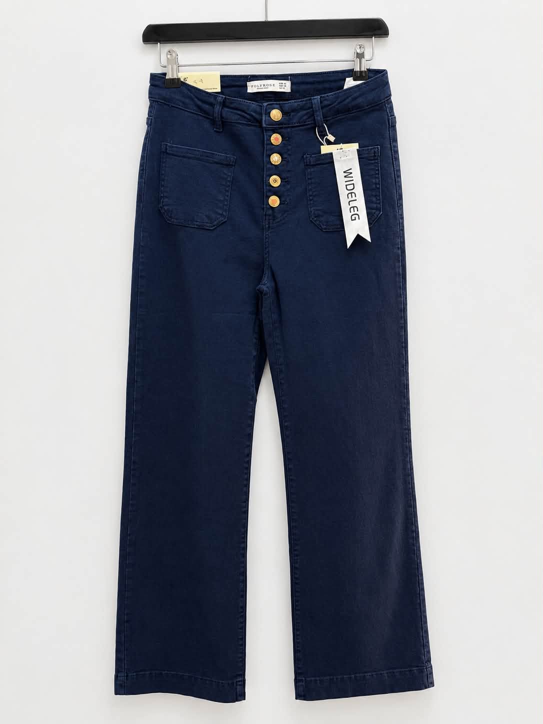 FOLY ROSE NAVY WIDE LEG JEANS